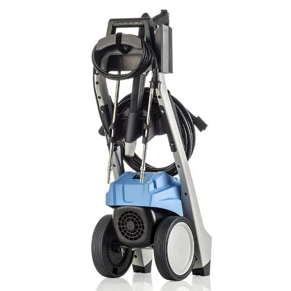 Pressure washer with hose reel on a white background