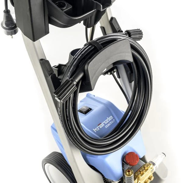 Karcher pressure washer with hose and nozzle on a white background