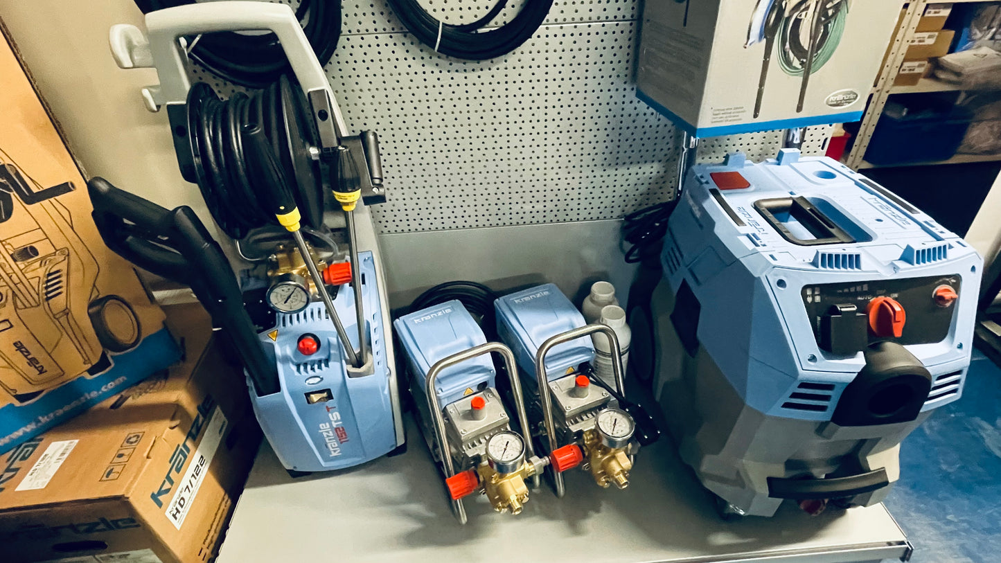 Workshop setting with tools and equipment on a pegboard