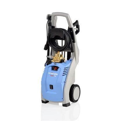 Blue and white pressure washer on a white background