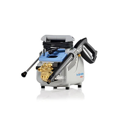Pressure washer with various nozzles on a white background