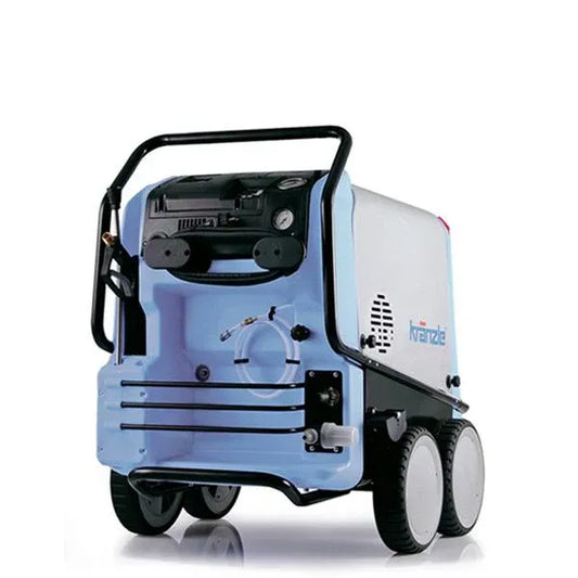 Blue and white pressure washer on a white background