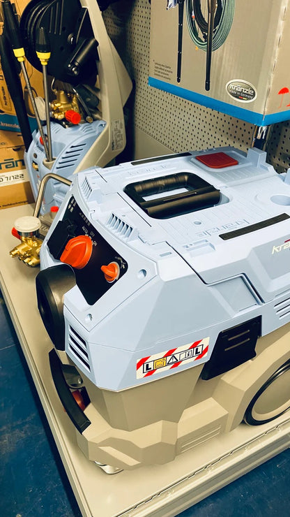 Power tool on a workbench with tools in the background
